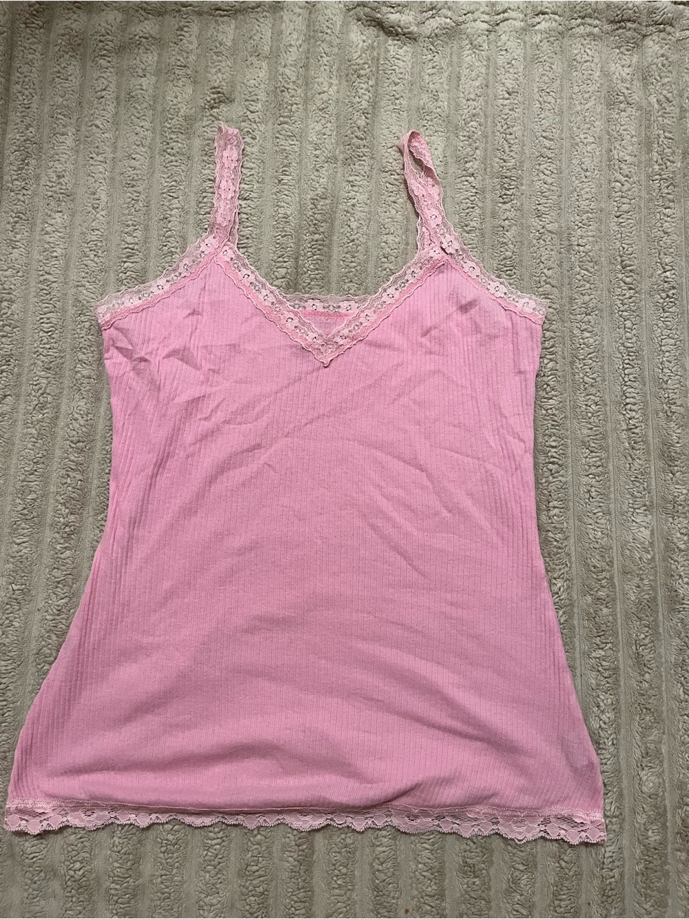 Rue21 Pink Lace-Trim Ribbed Camisole